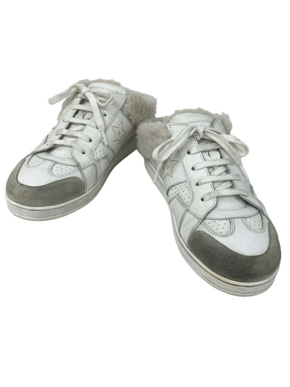 Dior Sneakers 37 White Light Gray Leather Lambskin - Picture 2 of 10